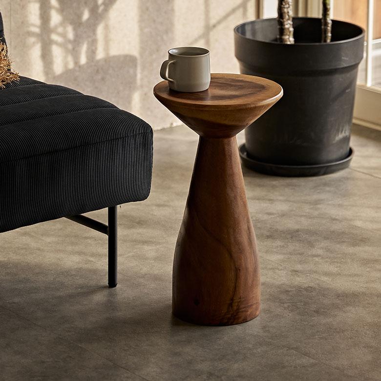 サイドテーブル スリム テーブル 円形 カフェテーブル 丸 無垢 ウッド 天然木 ラウンド 直径25cm おしゃれ ソファテーブル 木製 スワー 北欧 西海岸 14228 | ELEMENTS（インテリア） | 05