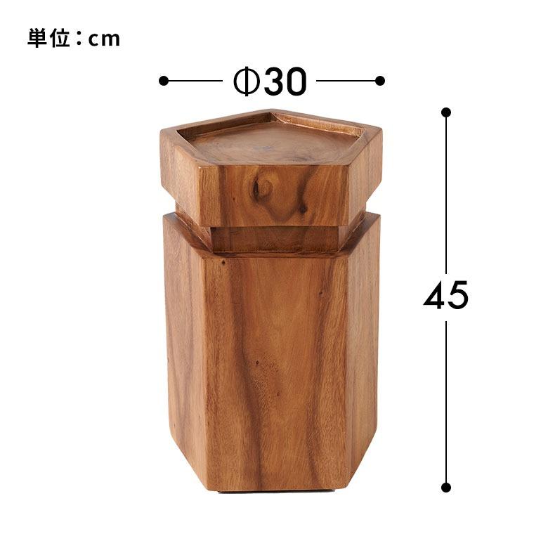 スツール 木製 丸 六角 天然木 サイドテーブル おしゃれ モンキーポッド ウッドスツール 無垢 フラワースタンド 木 北欧 リゾート 家具 インテリア 西海岸 14239 | ELEMENTS（インテリア） | 17