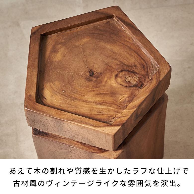 スツール 木製 丸 六角 天然木 サイドテーブル おしゃれ モンキーポッド ウッドスツール 無垢 フラワースタンド 木 北欧 リゾート 家具 インテリア 西海岸 14239 | ELEMENTS（インテリア） | 04