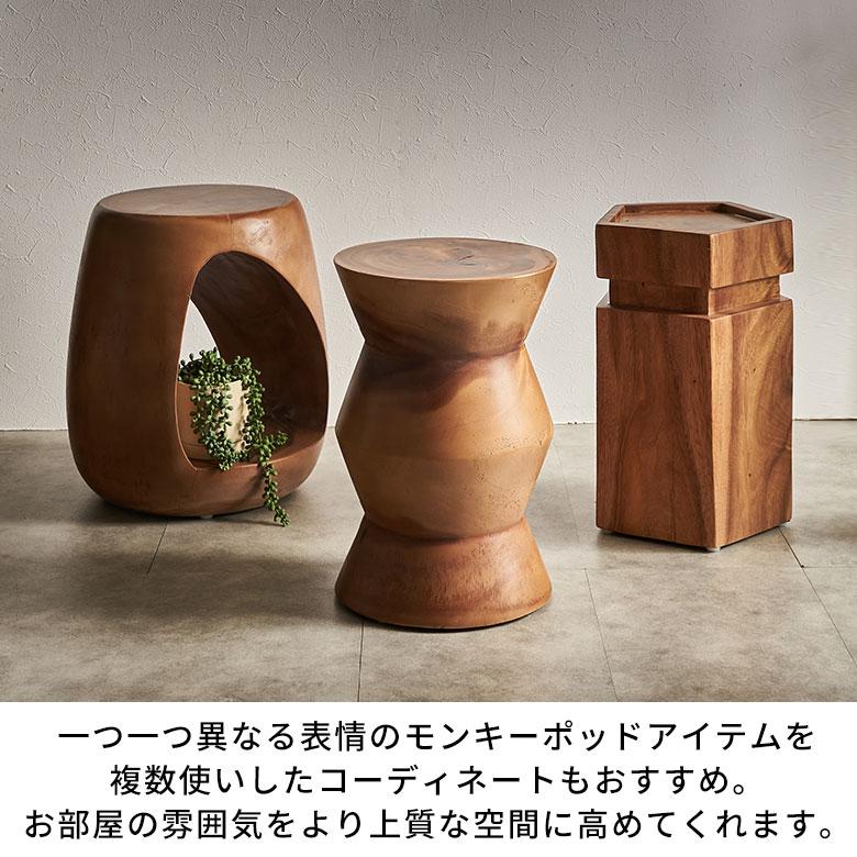 スツール 木製 丸 六角 天然木 サイドテーブル おしゃれ モンキーポッド ウッドスツール 無垢 フラワースタンド 木 北欧 リゾート 家具 インテリア 西海岸 14239 | ELEMENTS（インテリア） | 09