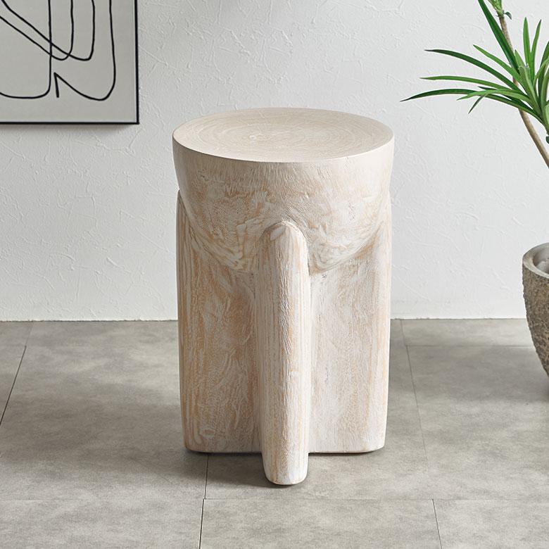 スツール 木製 丸 円柱 天然木 サイドテーブル おしゃれ モンキーポッド ウッドスツール 無垢 フラワースタンド 北欧 リゾート 家具 インテリア 西海岸 14241 | ELEMENTS（インテリア）