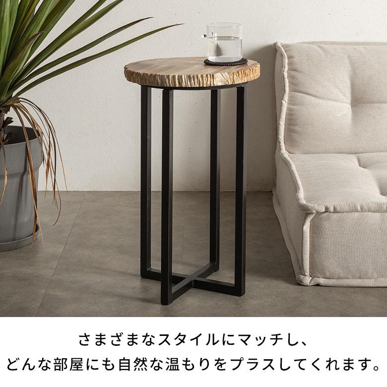 サイドテーブル おしゃれ 木製 アイアン 脚 ソファ テーブル ナイトテーブル 無垢 完成品 フラワースタンド 珪化木 北欧 リゾート 家具 インテリア 西海岸 14242 | ELEMENTS（インテリア） | 10