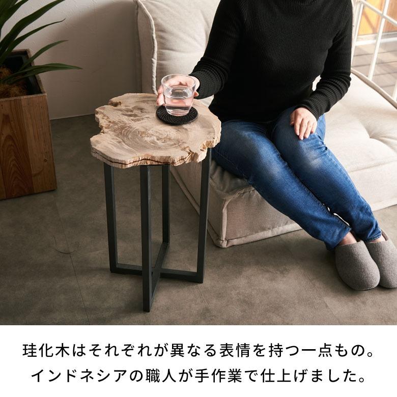 サイドテーブル おしゃれ 木製 アイアン 脚 ソファ テーブル ナイトテーブル 無垢 完成品 フラワースタンド 珪化木 北欧 リゾート 家具 インテリア 西海岸 14242 | ELEMENTS（インテリア） | 04