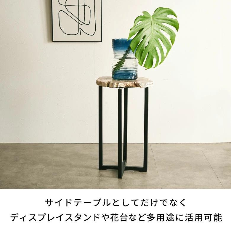 サイドテーブル おしゃれ 木製 アイアン 脚 ソファ テーブル ナイトテーブル 無垢 完成品 フラワースタンド 珪化木 北欧 リゾート 家具 インテリア 西海岸 14242 | ELEMENTS（インテリア） | 07