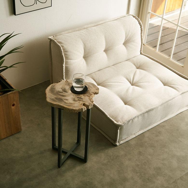 サイドテーブル おしゃれ 木製 アイアン 脚 ソファ テーブル ナイトテーブル 無垢 完成品 フラワースタンド 珪化木 北欧 リゾート 家具 インテリア 西海岸 14242 | ELEMENTS（インテリア） | 08