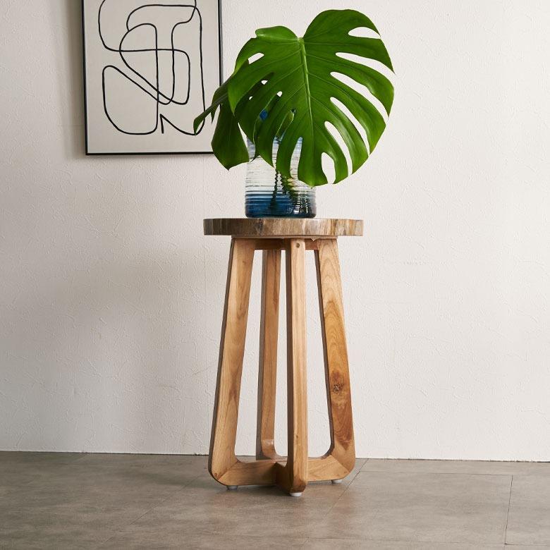 サイドテーブル おしゃれ 木製 ウッド 脚 ソファ テーブル ナイトテーブル 無垢 完成品 フラワースタンド 珪化木 北欧 リゾート 家具 インテリア 西海岸 14243 | ELEMENTS（インテリア） | 13