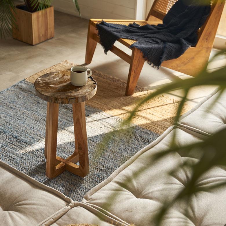 サイドテーブル おしゃれ 木製 ウッド 脚 ソファ テーブル ナイトテーブル 無垢 完成品 フラワースタンド 珪化木 北欧 リゾート 家具 インテリア 西海岸 14243 | ELEMENTS（インテリア） | 05