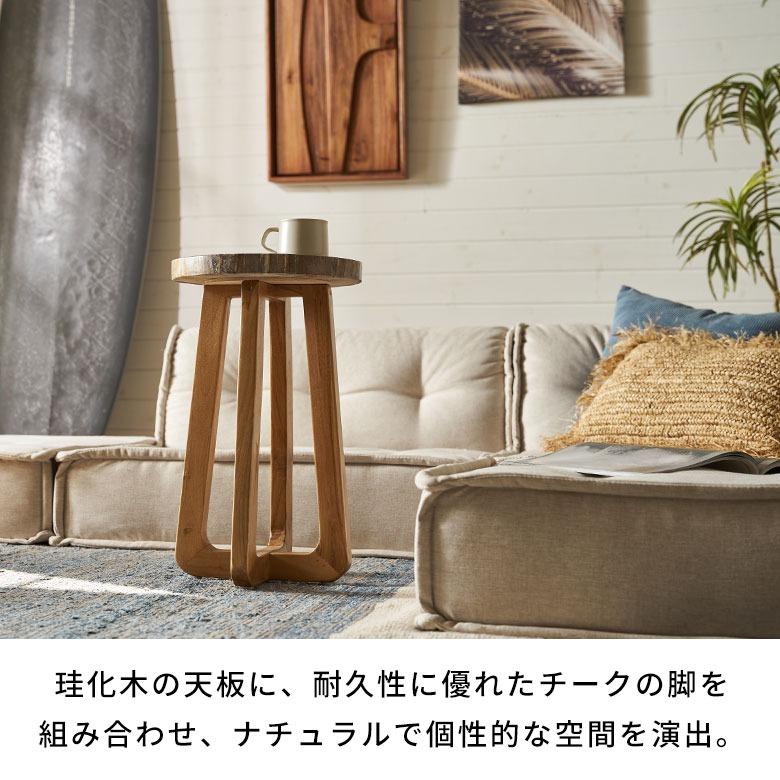 サイドテーブル おしゃれ 木製 ウッド 脚 ソファ テーブル ナイトテーブル 無垢 完成品 フラワースタンド 珪化木 北欧 リゾート 家具 インテリア 西海岸 14243 | ELEMENTS（インテリア） | 07