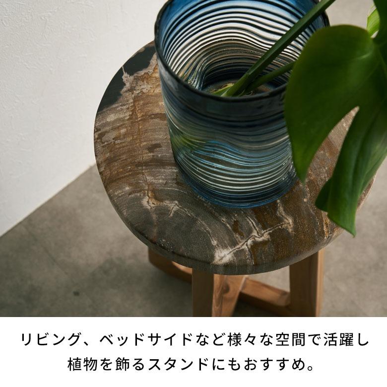 サイドテーブル おしゃれ 木製 ウッド 脚 ソファ テーブル ナイトテーブル 無垢 完成品 フラワースタンド 珪化木 北欧 リゾート 家具 インテリア 西海岸 14243 | ELEMENTS（インテリア） | 09
