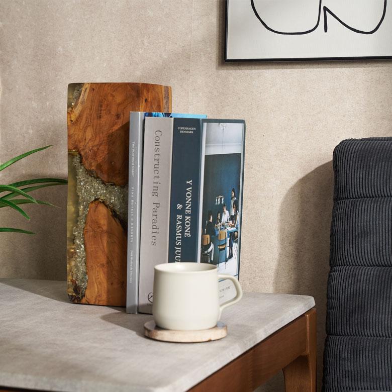 ガラス オブジェ 木製 置物 飾り おしゃれ 天然木 チーク スタンドオブジェ ブックエンド ウッド レジン 本立て 北欧 リゾート 雑貨 インテリア 西海岸 14246 | ELEMENTS（インテリア） | 13