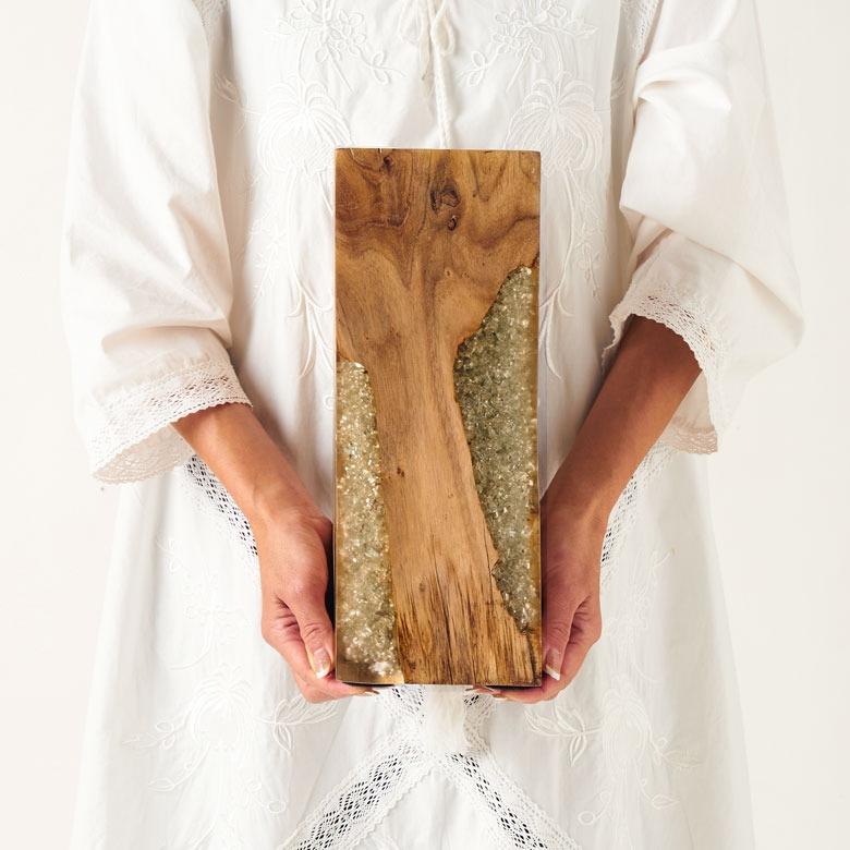 ガラス オブジェ 木製 置物 飾り おしゃれ 天然木 チーク スタンドオブジェ ブックエンド ウッド レジン 本立て 北欧 リゾート 雑貨 インテリア 西海岸 14246 | ELEMENTS（インテリア） | 16