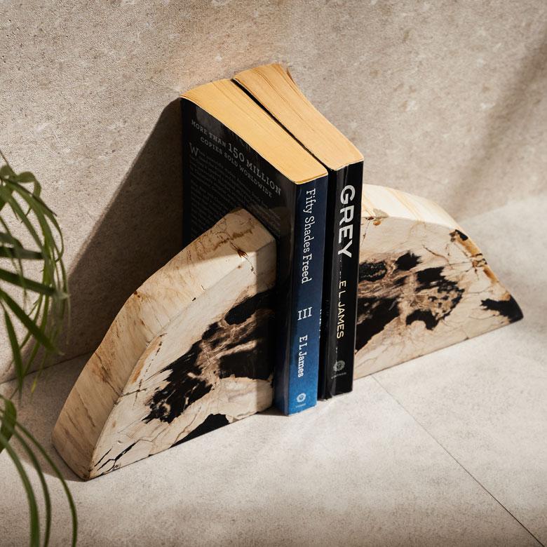 ELEMENTS ブックエンド おしゃれ 本立て 卓上 石 ブックスタンド