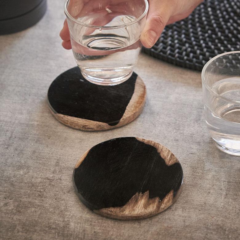 コースター おしゃれ アクセサリートレイ 置物 飾り 玄関 小物置き 4枚セット 石 オブジェ 木の化石 天然木 珪化木 北欧 リゾート 雑貨 インテリア 西海岸 14248 | ELEMENTS（インテリア） | 14