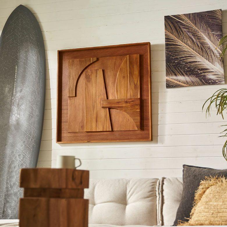 ウォールアート 壁掛け 壁飾り 木製 壁 アート パネル 3D 天然木 チーク 80×80cm 木彫り レリーフ 彫刻 おしゃれ 北欧 リゾート 雑貨 インテリア 西海岸 14250 | ELEMENTS（インテリア） | 12