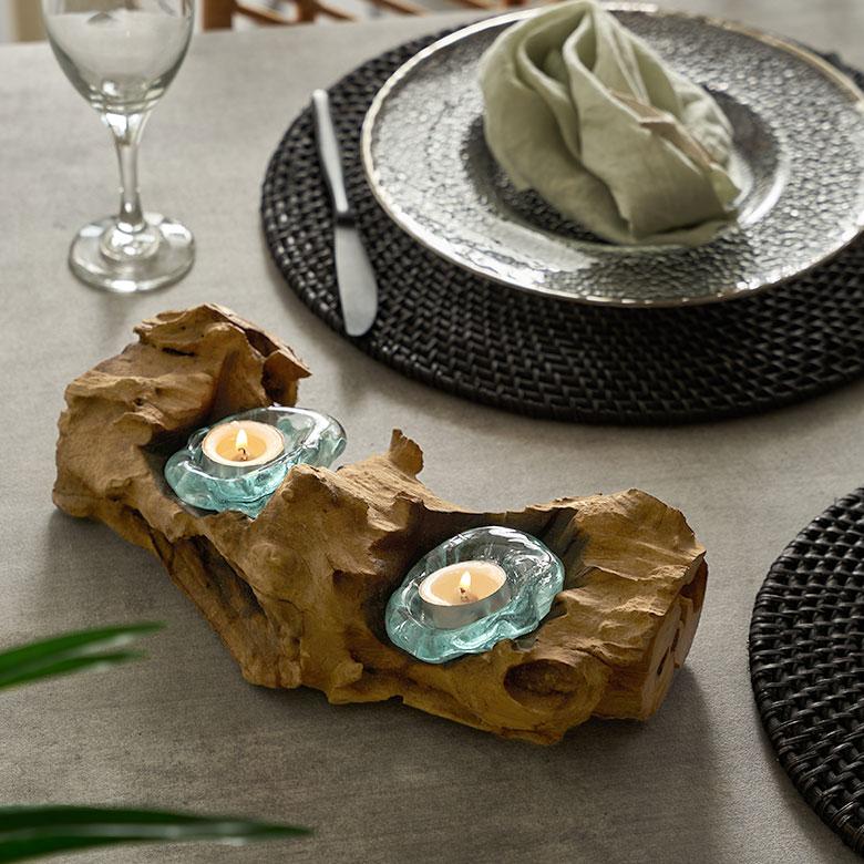 キャンドルホルダー ガラス 古木 インテリア オブジェ キャンドル ホルダー ろうそく 立て 置物 蝋燭 おしゃれ 北欧 リゾート 雑貨 インテリア 西海岸 14256 | ELEMENTS（インテリア） | 10