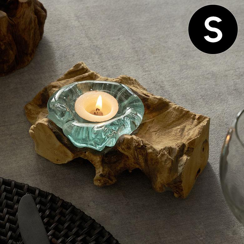 キャンドルホルダー ガラス 古木 インテリア オブジェ キャンドル ホルダー ろうそく 立て 置物 蝋燭 おしゃれ 北欧 リゾート 雑貨 インテリア 西海岸 14258 | ELEMENTS（インテリア）