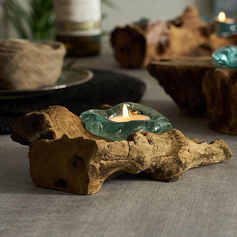 キャンドルホルダー ガラス 古木 インテリア オブジェ キャンドル ホルダー ろうそく 立て 置物 蝋燭 おしゃれ 北欧 リゾート 雑貨 インテリア 西海岸 14258 | ELEMENTS（インテリア） | 10