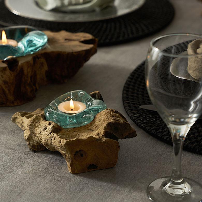 キャンドルホルダー ガラス 古木 インテリア オブジェ キャンドル ホルダー ろうそく 立て 置物 蝋燭 おしゃれ 北欧 リゾート 雑貨 インテリア 西海岸 14258 | ELEMENTS（インテリア） | 01