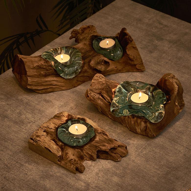 キャンドルホルダー ガラス 古木 インテリア オブジェ キャンドル ホルダー ろうそく 立て 置物 蝋燭 おしゃれ 北欧 リゾート 雑貨 インテリア 西海岸 14258 | ELEMENTS（インテリア） | 08