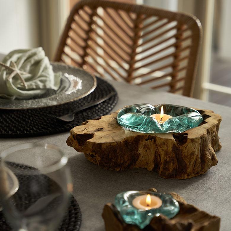 キャンドルホルダー ガラス 古木 インテリア オブジェ キャンドル ホルダー ろうそく 立て 置物 蝋燭 おしゃれ 北欧 リゾート 雑貨 インテリア 西海岸 14259 | ELEMENTS（インテリア） | 01
