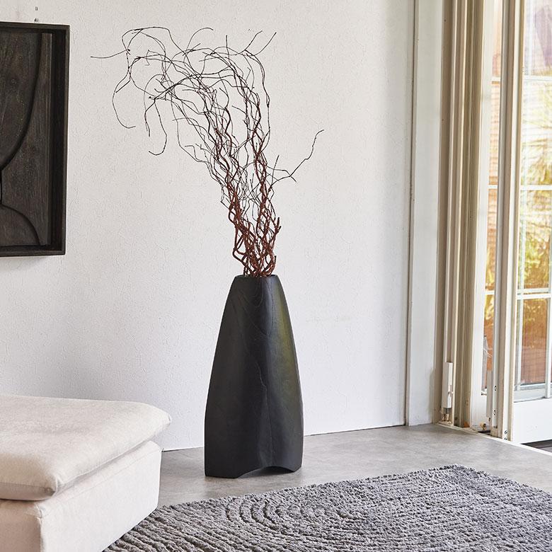 フラワーベース 木製 花瓶 大きい 黒 チーク材 造花 フェイクグリーン ブラック オブジェ ディスプレイ おしゃれ 北欧 リゾート 雑貨 インテリア 西海岸 14272 | ブランド登録なし | 06