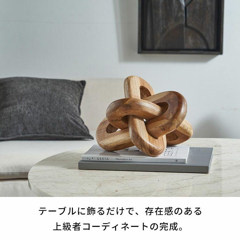 オブジェ 置物 木製 チェーンリング デコレーションオブジェ チーク材 ウッド ノット ディスプレイ おしゃれ 北欧 リゾート 雑貨 インテリア 西海岸 14274 | ELEMENTS（インテリア） | 09