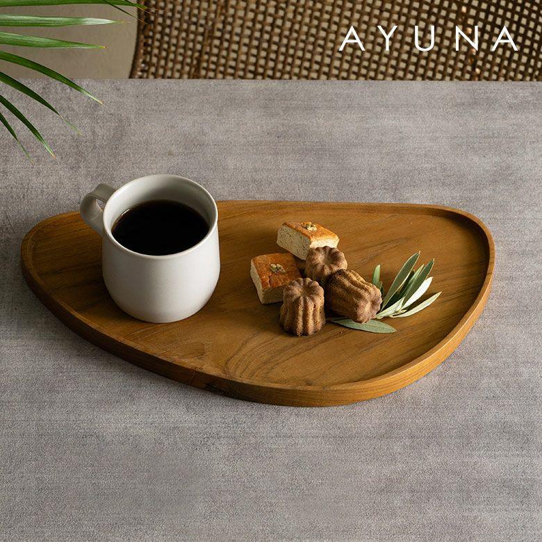 お盆 トレー おしゃれ 北欧 豆型 トレイ 配膳 ランチョンマット カフェ 天然木 木製 シンプル　持ち手 ワンプレート キッチントレー 西海岸 14286 | 