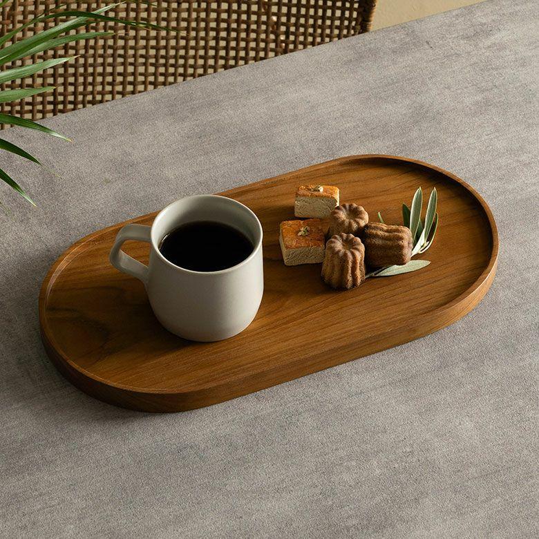 お盆 トレー おしゃれ 北欧 オーバル 楕円形 トレイ 配膳 ランチョンマット カフェ 天然木 木製 シンプル　持ち手 ワンプレート キッチントレー 西海岸 14287 |  | 16