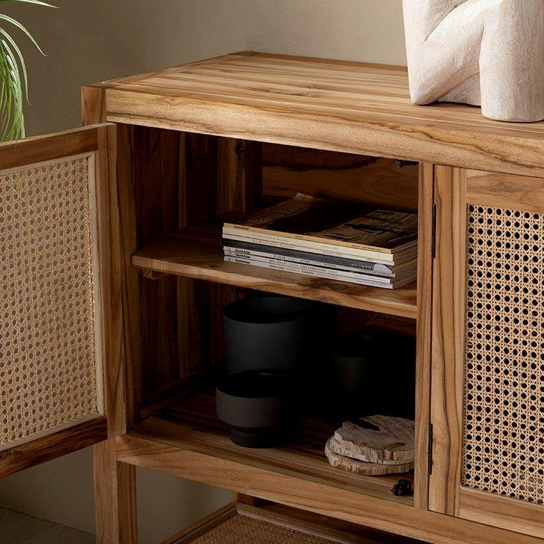 バリ島のサーフコテージにあるような天然チーク無垢材×ラタンメッシュがおしゃれな大型収納コンソールキャビネット(14303) |  | 10