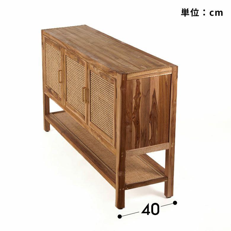 バリ島のサーフコテージにあるような天然チーク無垢材×ラタンメッシュがおしゃれな大型収納コンソールキャビネット(14303) |  | 13