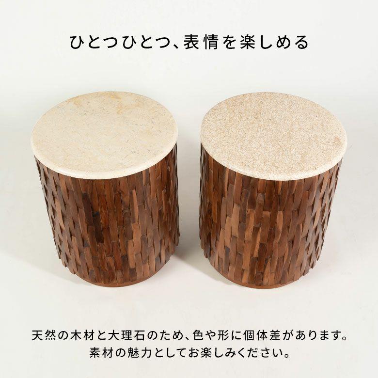サイドテーブル 大理石 丸 木製 チーク材 リサイクルウッド 異素材 ナイトテーブル ウッド 無垢 テーブル おしゃれ 北欧 リゾート インテリア 西海岸 14307 | ELEMENTS（インテリア） | 11