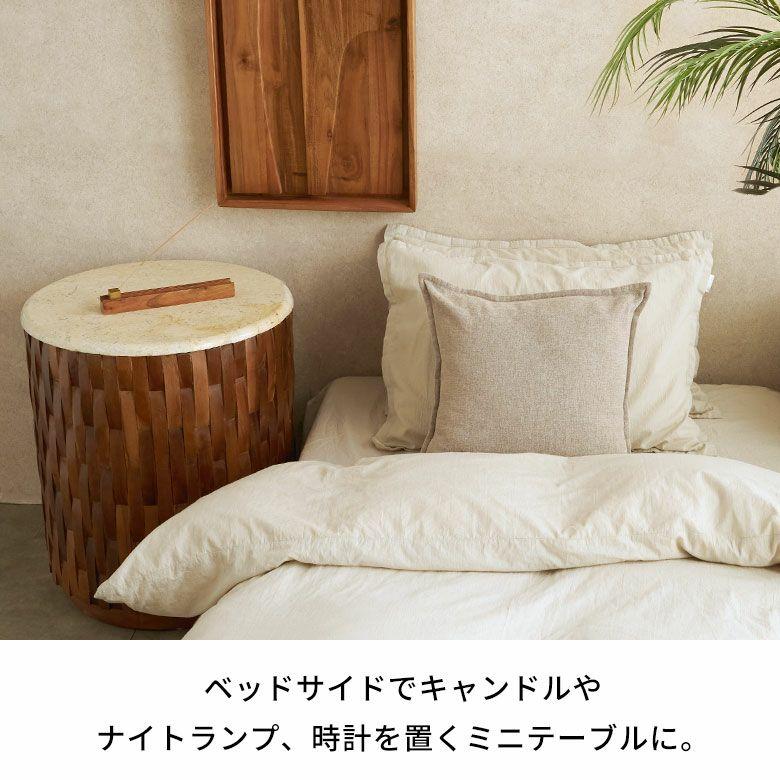 サイドテーブル 大理石 丸 木製 チーク材 リサイクルウッド 異素材 ナイトテーブル ウッド 無垢 テーブル おしゃれ 北欧 リゾート インテリア 西海岸 14307 | ELEMENTS（インテリア） | 07