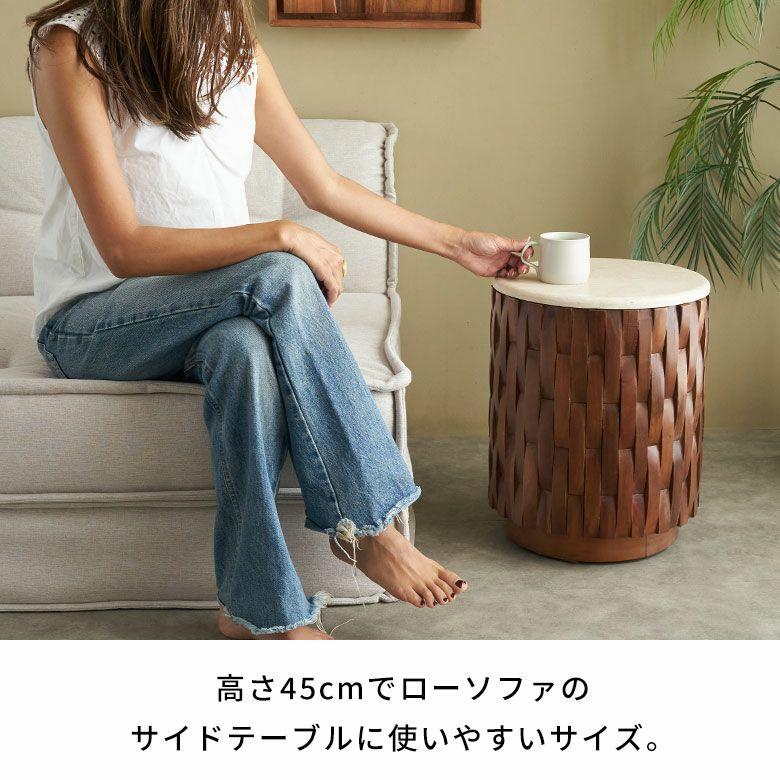サイドテーブル 大理石 丸 木製 チーク材 リサイクルウッド 異素材 ナイトテーブル ウッド 無垢 テーブル おしゃれ 北欧 リゾート インテリア 西海岸 14308 | ELEMENTS（インテリア） | 06