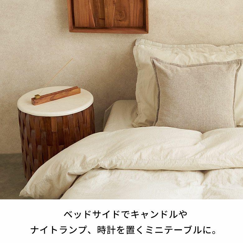 サイドテーブル 大理石 丸 木製 チーク材 リサイクルウッド 異素材 ナイトテーブル ウッド 無垢 テーブル おしゃれ 北欧 リゾート インテリア 西海岸 14308 | ELEMENTS（インテリア） | 07