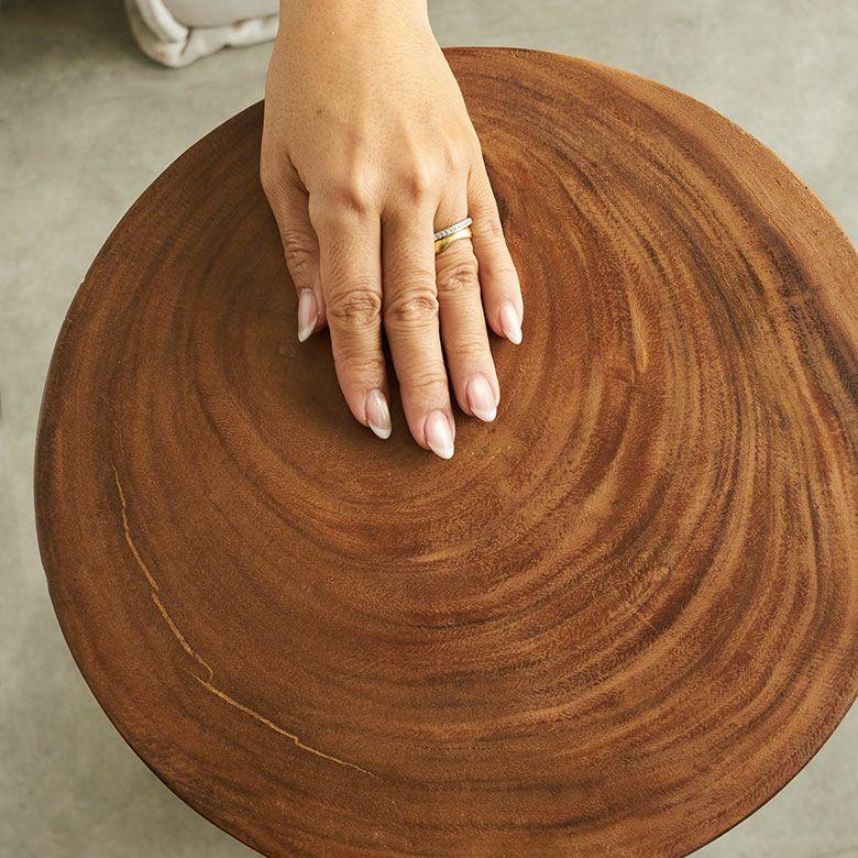 サイドテーブル 木製 丸 天然木 チークウッド スワールウッド ナイトテーブル 完成品 ウッド 無垢 テーブル おしゃれ 北欧 リゾート インテリア 西海岸 14309 | ELEMENTS（インテリア） | 02