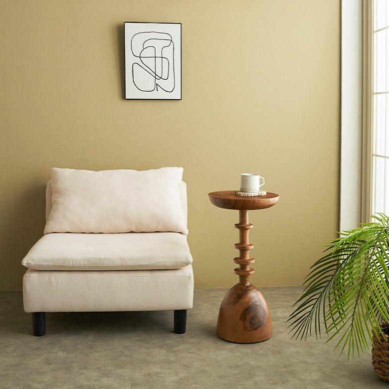 サイドテーブル 木製 丸 天然木 チークウッド スワールウッド ナイトテーブル 完成品 ウッド 無垢 テーブル おしゃれ 北欧 リゾート インテリア 西海岸 14309 | ELEMENTS（インテリア） | 07