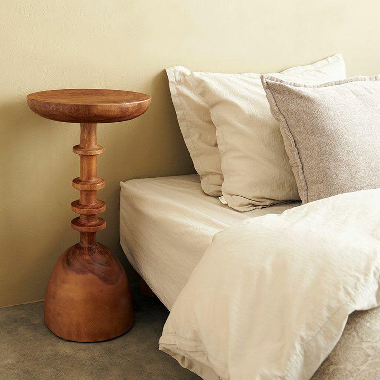 サイドテーブル 木製 丸 天然木 チークウッド スワールウッド ナイトテーブル 完成品 ウッド 無垢 テーブル おしゃれ 北欧 リゾート インテリア 西海岸 14309 | ELEMENTS（インテリア） | 09