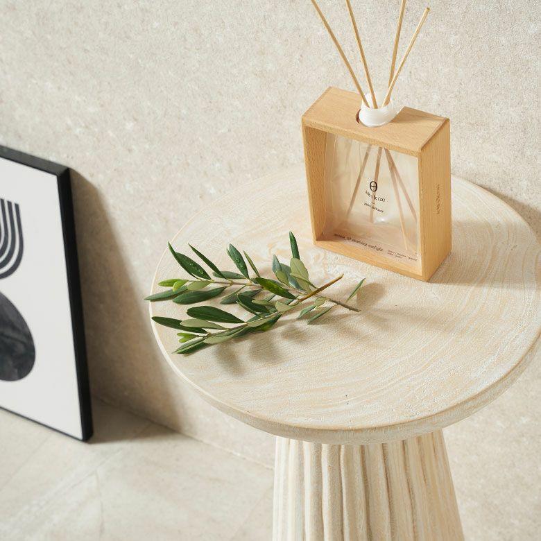 サイドテーブル 木製 丸 天然木 スワールウッド 彫刻 ナイトテーブル スリム 無垢 テーブル ソファ ウッド おしゃれ 北欧 リゾート インテリア 西海岸 14316 | ELEMENTS（インテリア） | 15