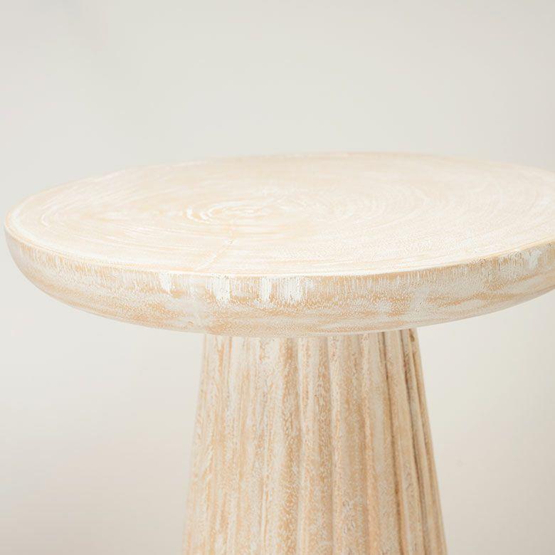 サイドテーブル 木製 丸 天然木 スワールウッド 彫刻 ナイトテーブル スリム 無垢 テーブル ソファ ウッド おしゃれ 北欧 リゾート インテリア 西海岸 14316 | ELEMENTS（インテリア） | 03
