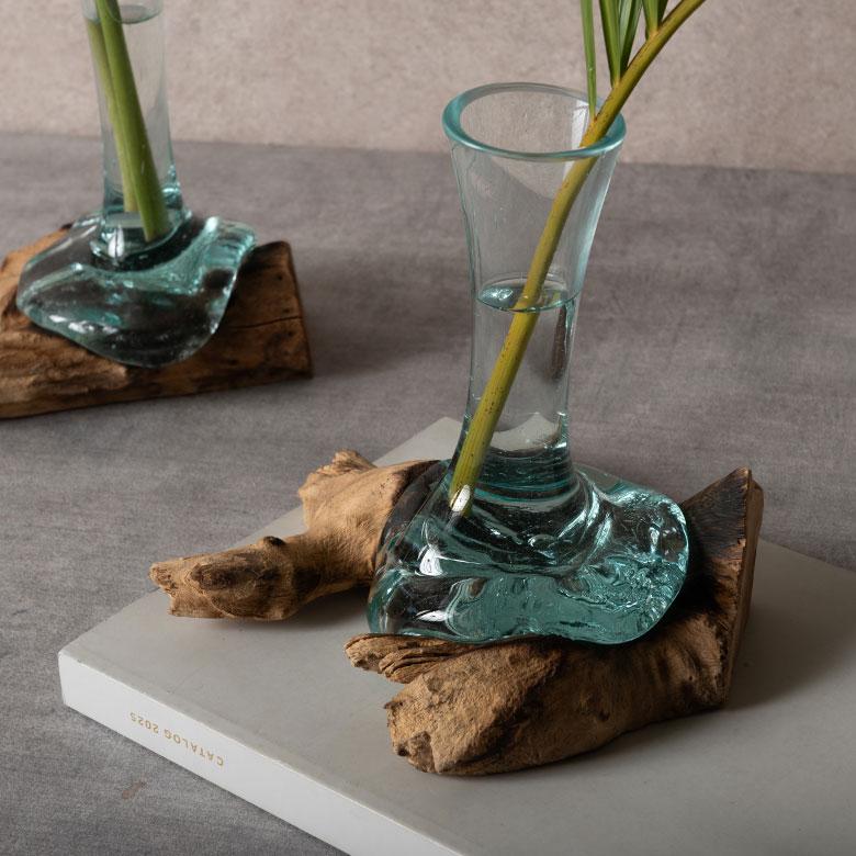 花瓶 一輪挿し ガラス 古木 フラワーベース ミニ花瓶 小さい 水耕栽培 細い 一点もの 天然木 ジャパンディ 和モダン 試験管 シリンダー おしゃれ 北欧 14330 | ブランド登録なし | 15