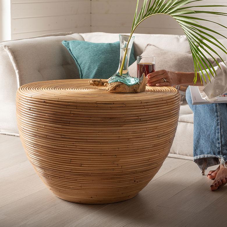 リビングテーブル センターテーブル おしゃれ 丸 円形 丸型 木製 完成品 北欧 韓国 インテリア ラタン ローテーブル 一人暮らし 軽量 ワンルーム 14347 | ELEMENTS（インテリア） | 19