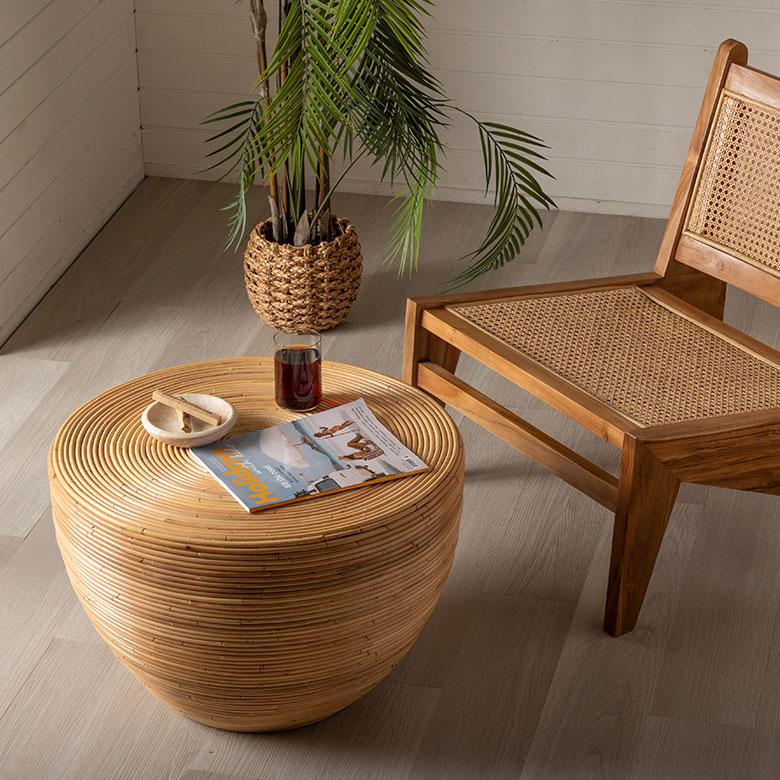 リビングテーブル センターテーブル おしゃれ 丸 円形 丸型 木製 完成品 北欧 韓国 インテリア ラタン ローテーブル 一人暮らし 軽量 ワンルーム 14347 | ELEMENTS（インテリア） | 07