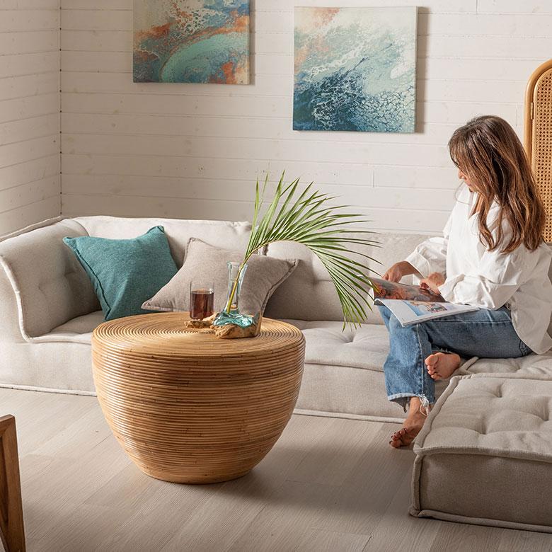 リビングテーブル センターテーブル おしゃれ 丸 円形 丸型 木製 完成品 北欧 韓国 インテリア ラタン ローテーブル 一人暮らし 軽量 ワンルーム 14347 | ELEMENTS（インテリア） | 08