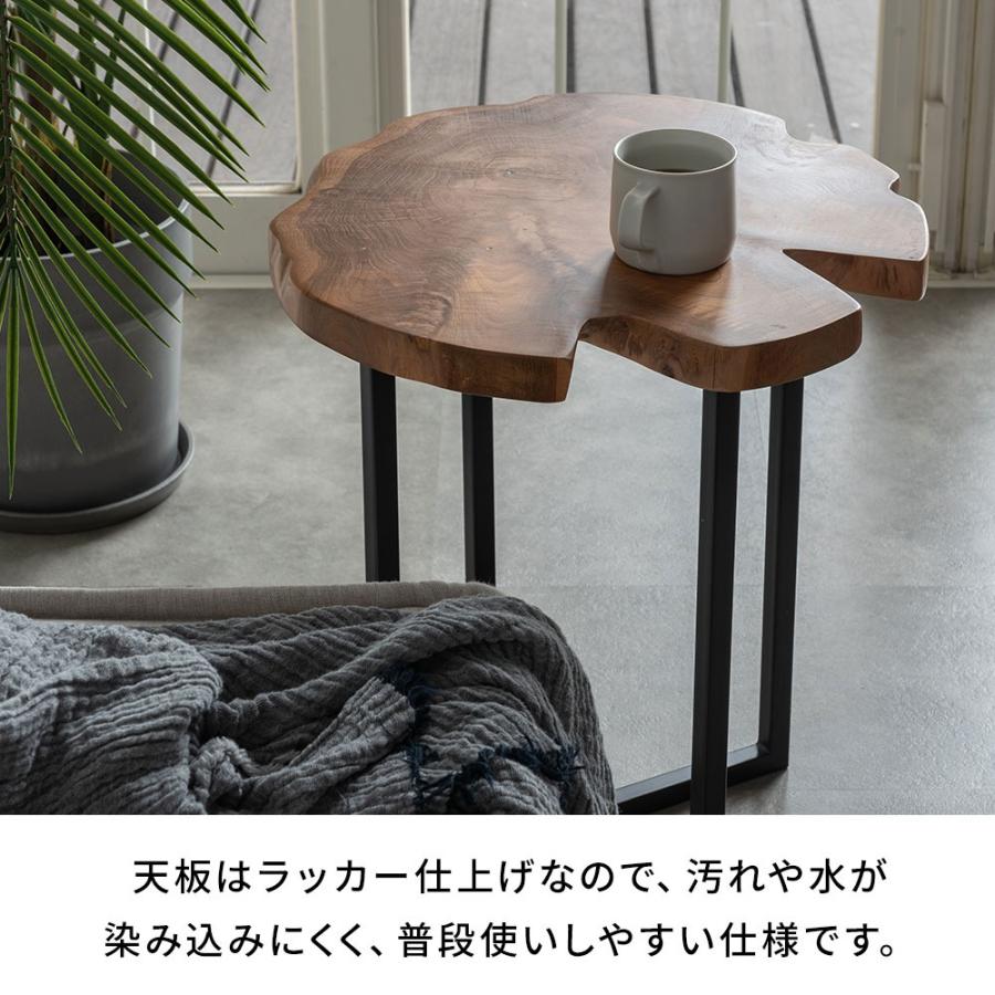 切り株サイドテーブル 天然木 幅45cm ナイトテーブル ベッドサイド 一点物      コースタル 素材感 クロス脚 ブラック 14397 | ELEMENTS（インテリア） | 05