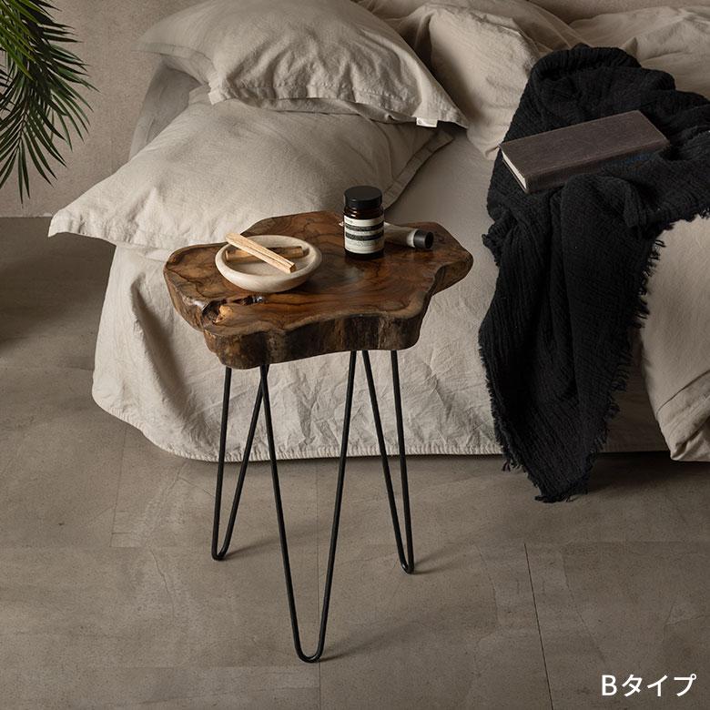 サイド テーブル 切り株 天然 ウッド 無垢 チーク 高さ 約 50cm ナチュラル ソファ 木 製 ナイト 花台 スタンド おしゃれ 北欧 インテリア 家具 西海岸 14024 | ELEMENTS（インテリア） | 13