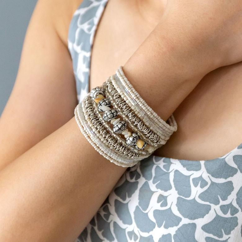 ブレスレット バングル レディース 太め ワンタッチ エスニックビーズ ストーン シンプル ワイド アジアン リゾート バリ アジアン雑貨 1507 | ブランド登録なし | 06