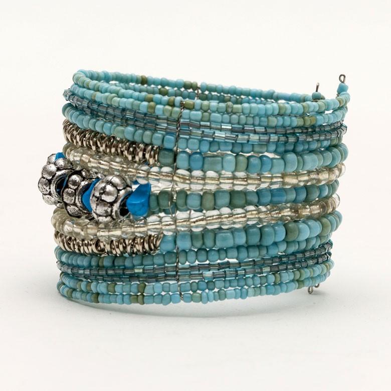 ブレスレット バングル レディース 太め ワンタッチ ビーズ ストーン ターコイズ シンプル ワイド アジアン リゾート バリ アジアン雑貨 エスニック 1509 | ブランド登録なし | 09