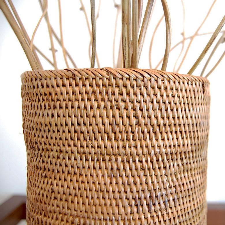 バスケット 筒型 アタ ゴミ箱 ダストボックス プランターカバー 鉢カバー 円形 アジアンインテリア バリ リゾート 雑貨 2001 | ブランド登録なし | 01