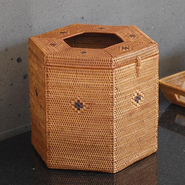 収納ボックス ごみ箱 ダストボックス おしゃれ フタ付き 六角形 リビング 小物入れ 収納 かご 蓋付き アジアンバリ アタ 雑貨 アジア工房 2006 | ブランド登録なし | 01