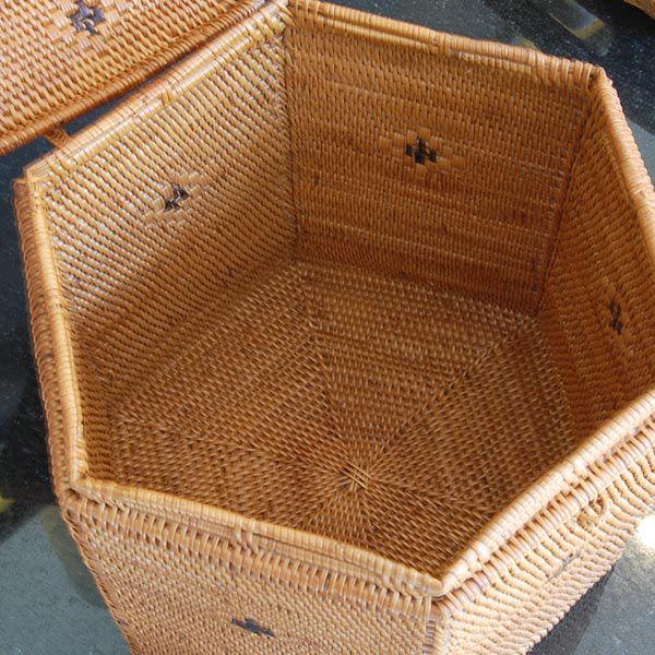 収納ボックス ごみ箱 ダストボックス おしゃれ フタ付き 六角形 リビング 小物入れ 収納 かご 蓋付き アジアンバリ アタ 雑貨 アジア工房 2006 | ブランド登録なし | 03